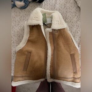 Cream/Brown Faux Fur Vest